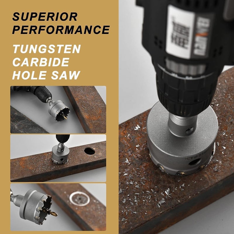 dashap 2''(51mm) TCT Hole Saw Kit,Tungsten Carbide Hole Saw Drill Bit with Titanium-Plated Pilot Drill bit for Hard Metal,Alloy,Aluminum,Stainless Steel,Plastic,Iron - Image 4